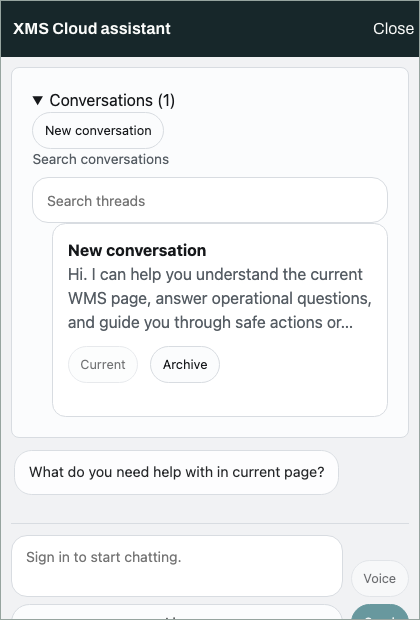 XMS Cloud AI assistant conversation workspace