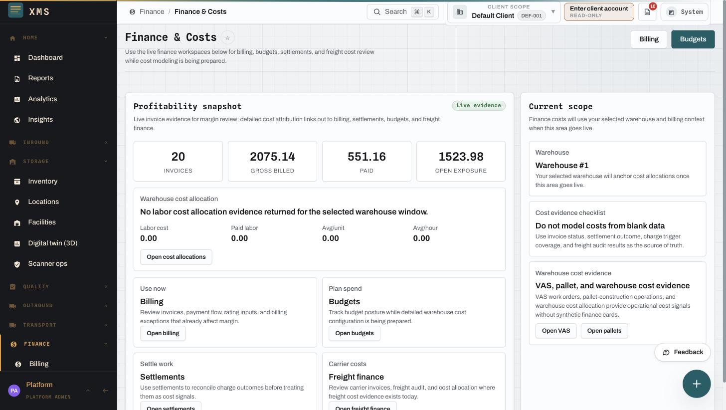 Operational billing and financial reconciliation workspace